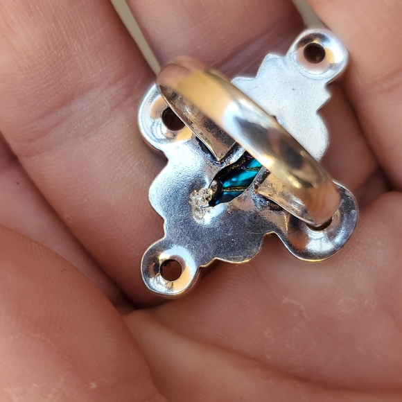 New Carved Rainbow Hematite, Citrine and Ametrine 925 Silver Ring. - Picture 12 of 13